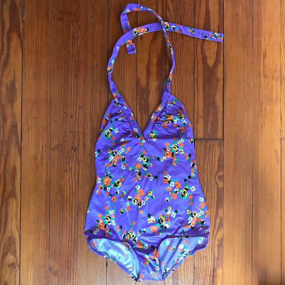 Vintage purple floral bathing suit